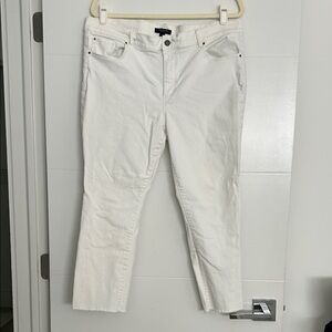 Ann Taylor White Cropped Straight-Leg Jeans